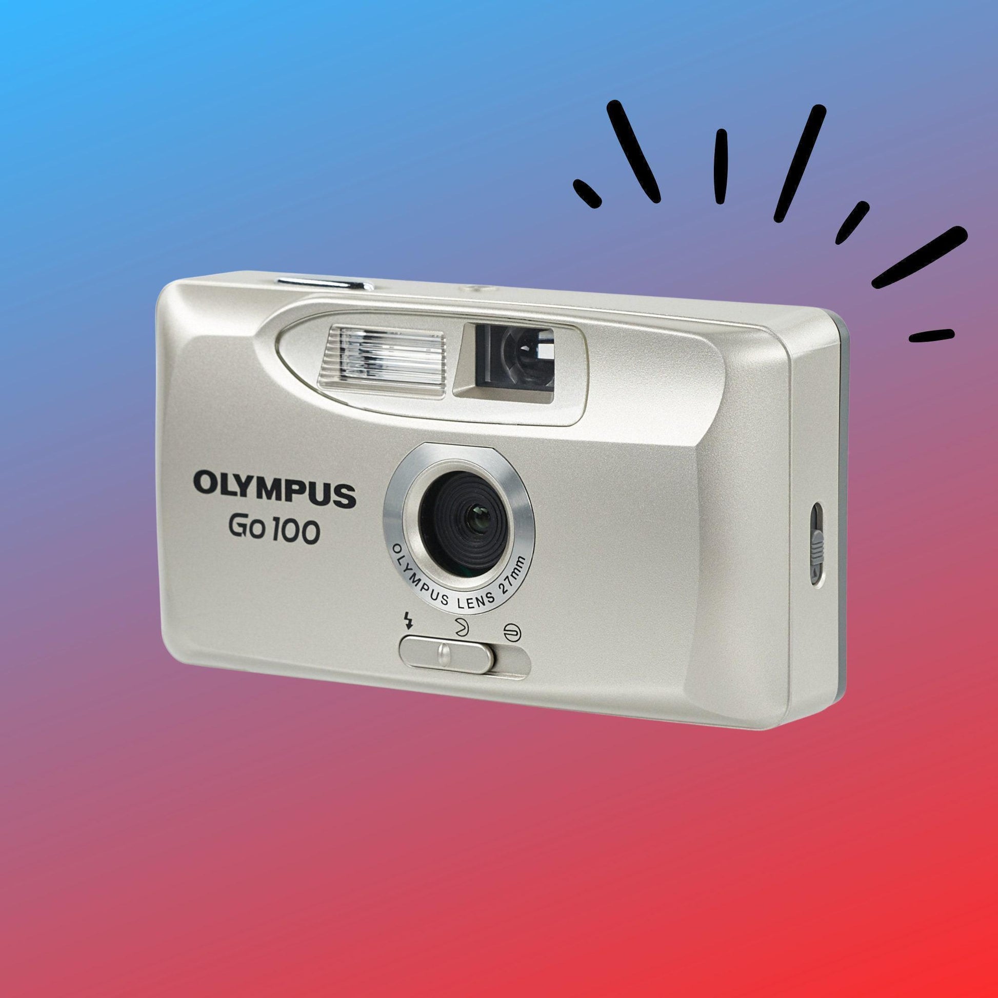 Custom print with your text, olympus go 100 vintage camera - point and shoot 35mm film camera  - tested & working -  photography lovers - Vintage Polaroid Instant Cameras