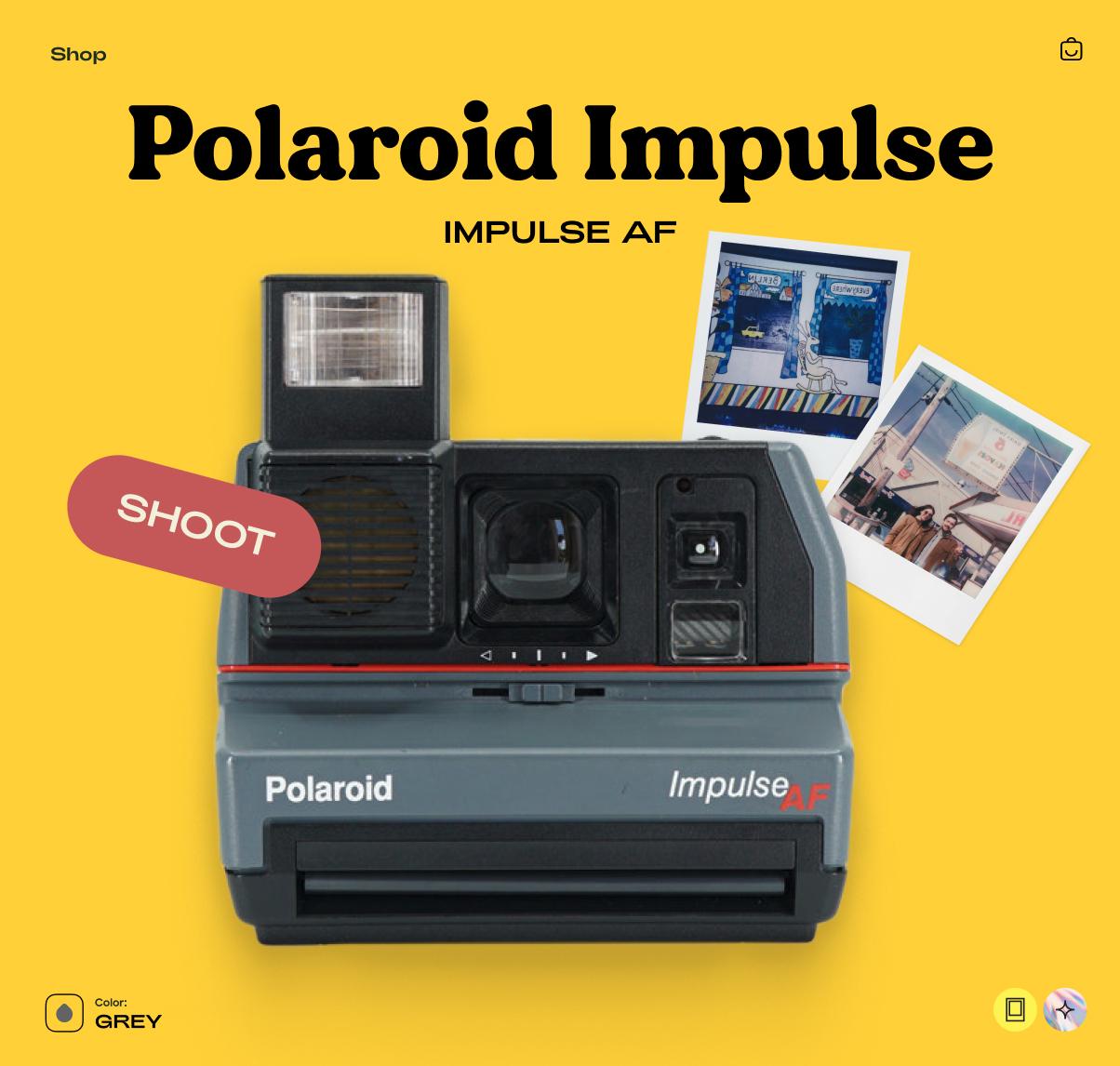 Polaroid Impulse AF Grey Instant Film Camera Autofocus Vintage 80s Polaroid 600 Film Type Working Retro Photography Gift Idea - Vintage Polaroid Instant Cameras
