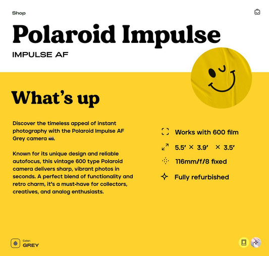 Polaroid Impulse AF Grey Instant Film Camera Autofocus Vintage 80s Polaroid 600 Film Type Working Retro Photography Gift Idea - Vintage Polaroid Instant Cameras