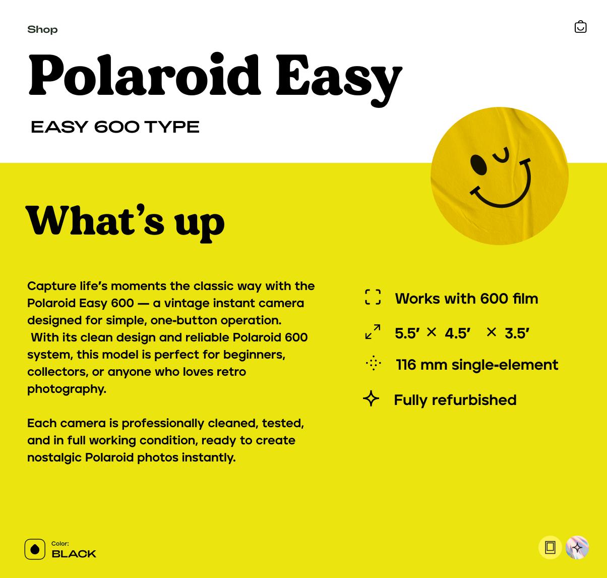 Polaroid Easy 600 Instant Camera | 600 Film | Retro Vintage Polaroid | Tested Working - Vintage Polaroid Instant Cameras