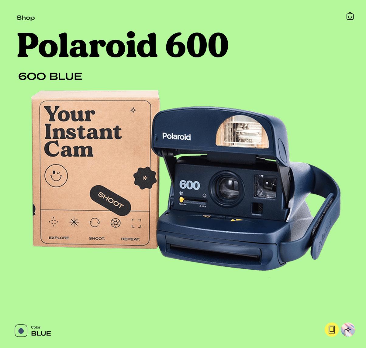 Polaroid 600 Blue – Vintage Instant Film Camera (Tested & Working) - Vintage Polaroid Instant Cameras