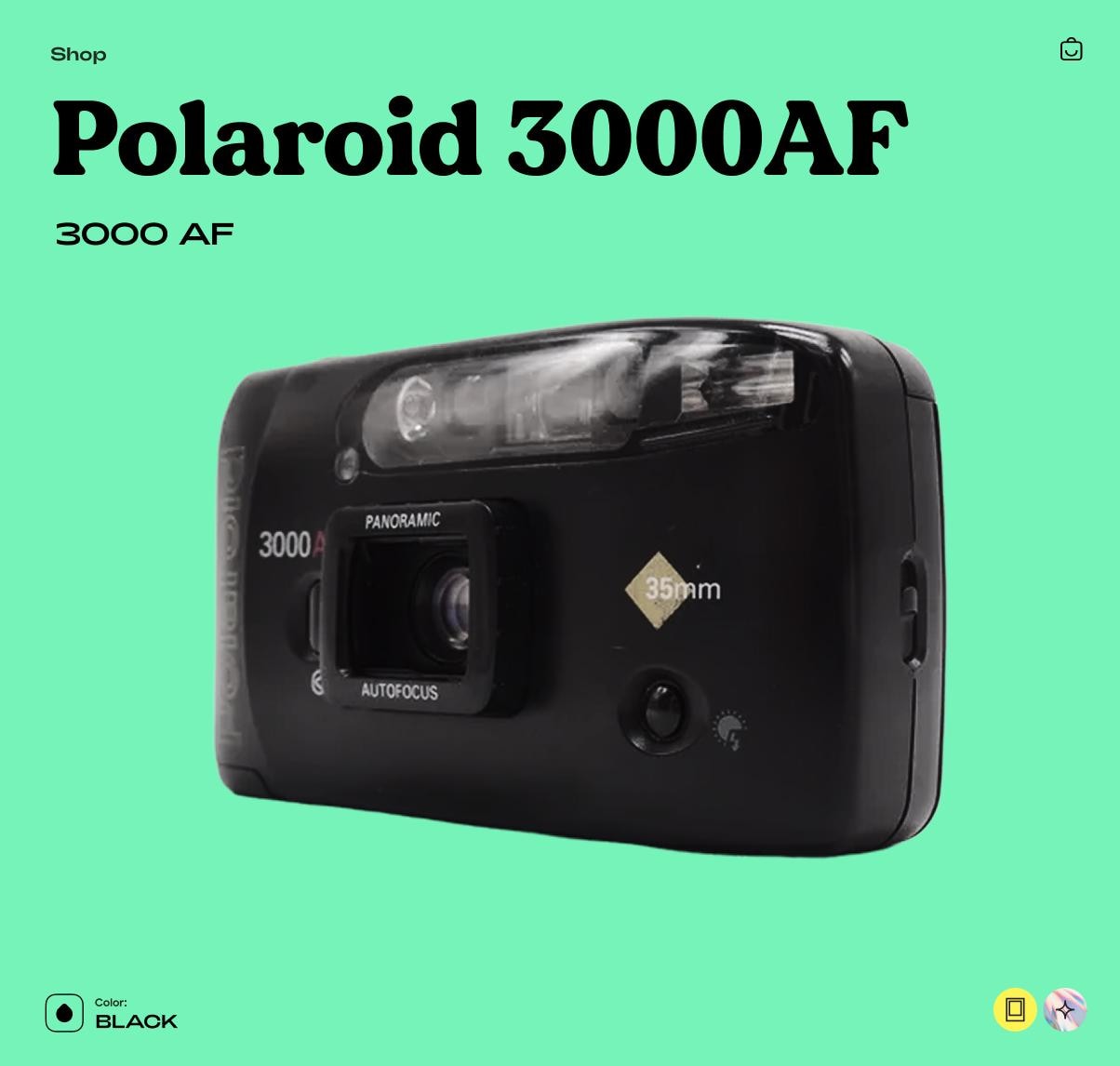 Polaroid 3000AF, 35mm Film Camera, Vintage Point and Shoot, Autofocus Compact Camera, Tested Working Retro Gift - Vintage Polaroid Instant Cameras