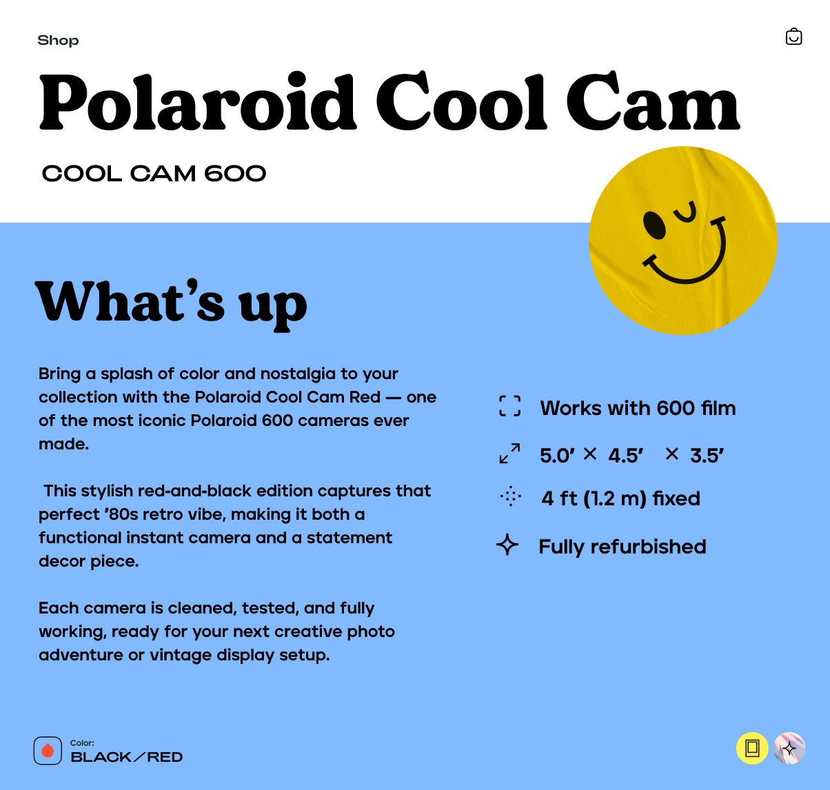 Polaroid Cool Cam Instant 600 Film Camera (Red) - Vintage Polaroid Instant Cameras