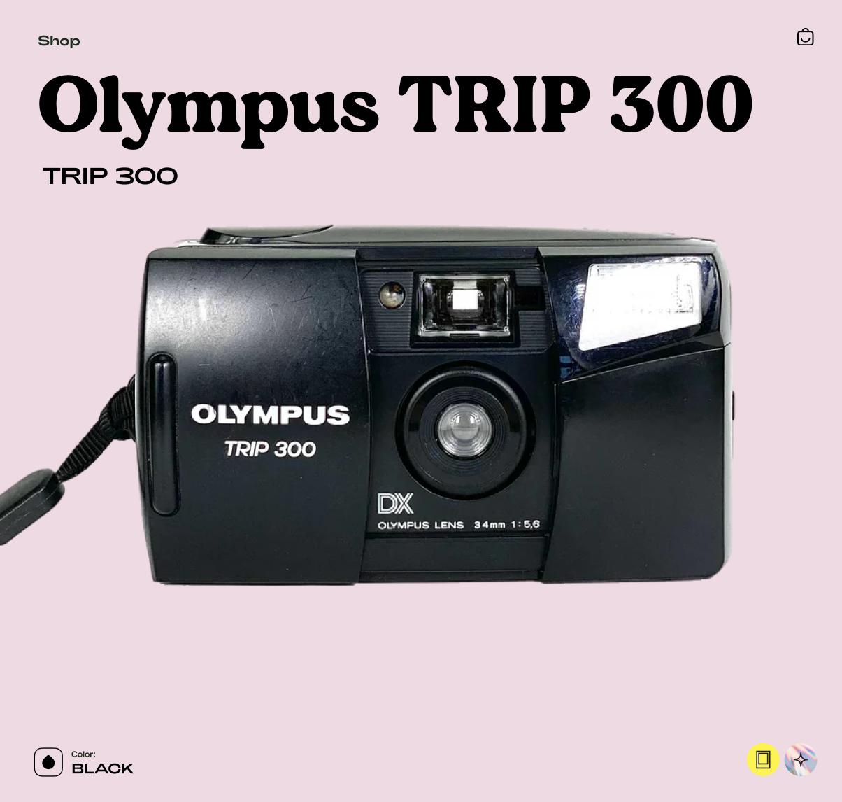 Olympus Trip 300 – 35mm Point & Shoot Film Camera, Tested and Working - Vintage Polaroid Instant Cameras