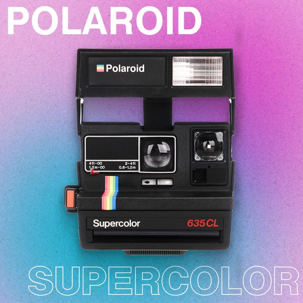 Polaroid Supercolor 635 600 type CL Black Rainbow Instant Camera Vintage 80s Polaroid 600 Film Tested Retro Photo Gift for Collector - Vintage Polaroid Instant Cameras