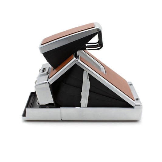 Polaroid sx-70 instant film camera vintage 70s original brown & silver skin, classic instant photography camera, retro polaroid camera