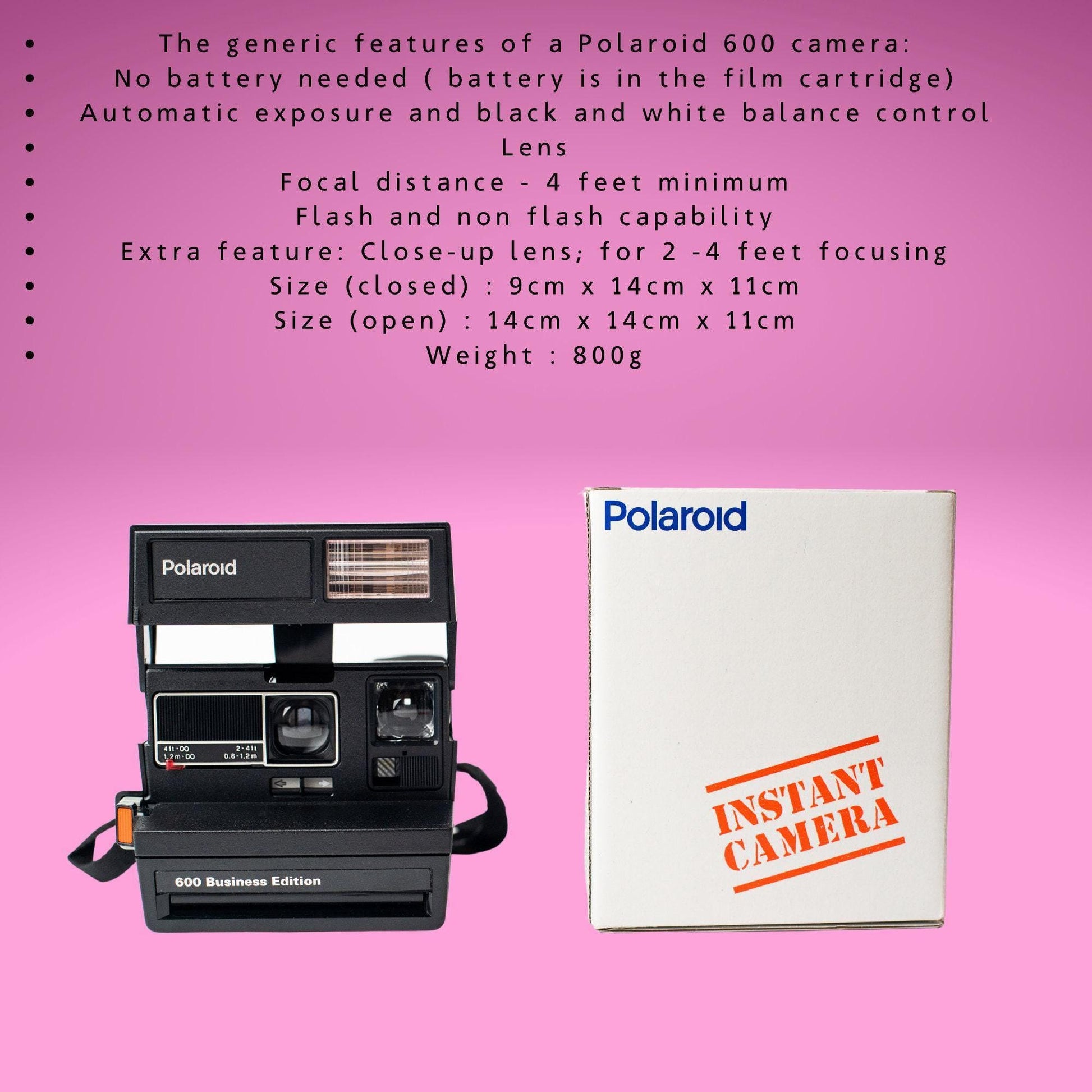 Polaroid 600 perfectly workig vintage camera, polaroid camera business edition, instant film camera, custom print with your text - Vintage Polaroid Instant Cameras