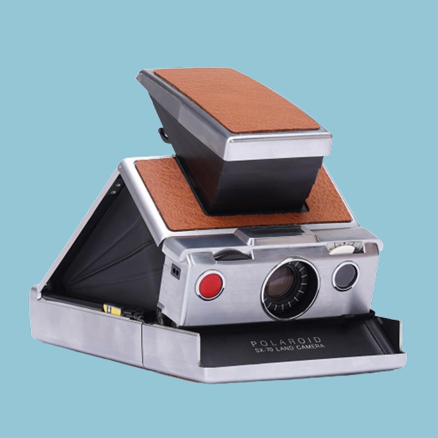 Polaroid sx-70 model 1 silver — original folding slr, vintage instant film camera, manual focus, tested working - Vintage Polaroid Instant Cameras