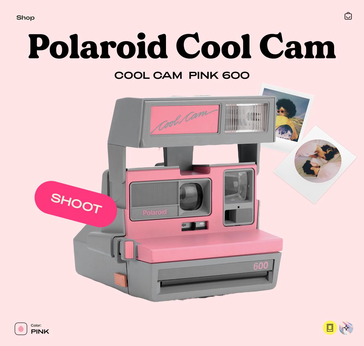 Polaroid Cool Cam 600 Pink Instant Camera – Vintage 600 Film Camera with Flash, Tested & Working - Vintage Polaroid Instant Cameras