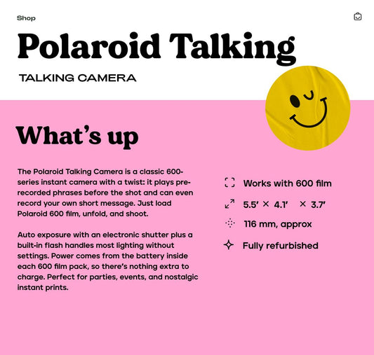 Polaroid talking camera 600 TYPE – vintage instant film camera with voice feature , perfect photographer gift - Vintage Polaroid Instant Cameras