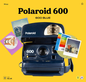 Polaroid 600 Blue, Instant Film Camera, Vintage 600 Series, Built-In Flash, Retro Point & Shoot - Vintage Polaroid Instant Cameras