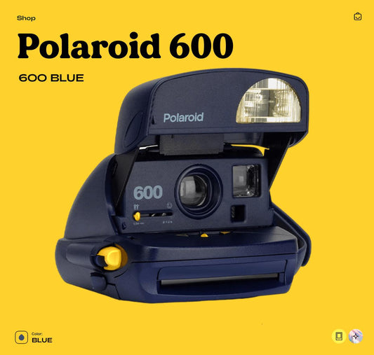 Polaroid 600 Blue, Instant Film Camera, Vintage 600 Series, Built-In Flash, Retro Point & Shoot - Vintage Polaroid Instant Cameras