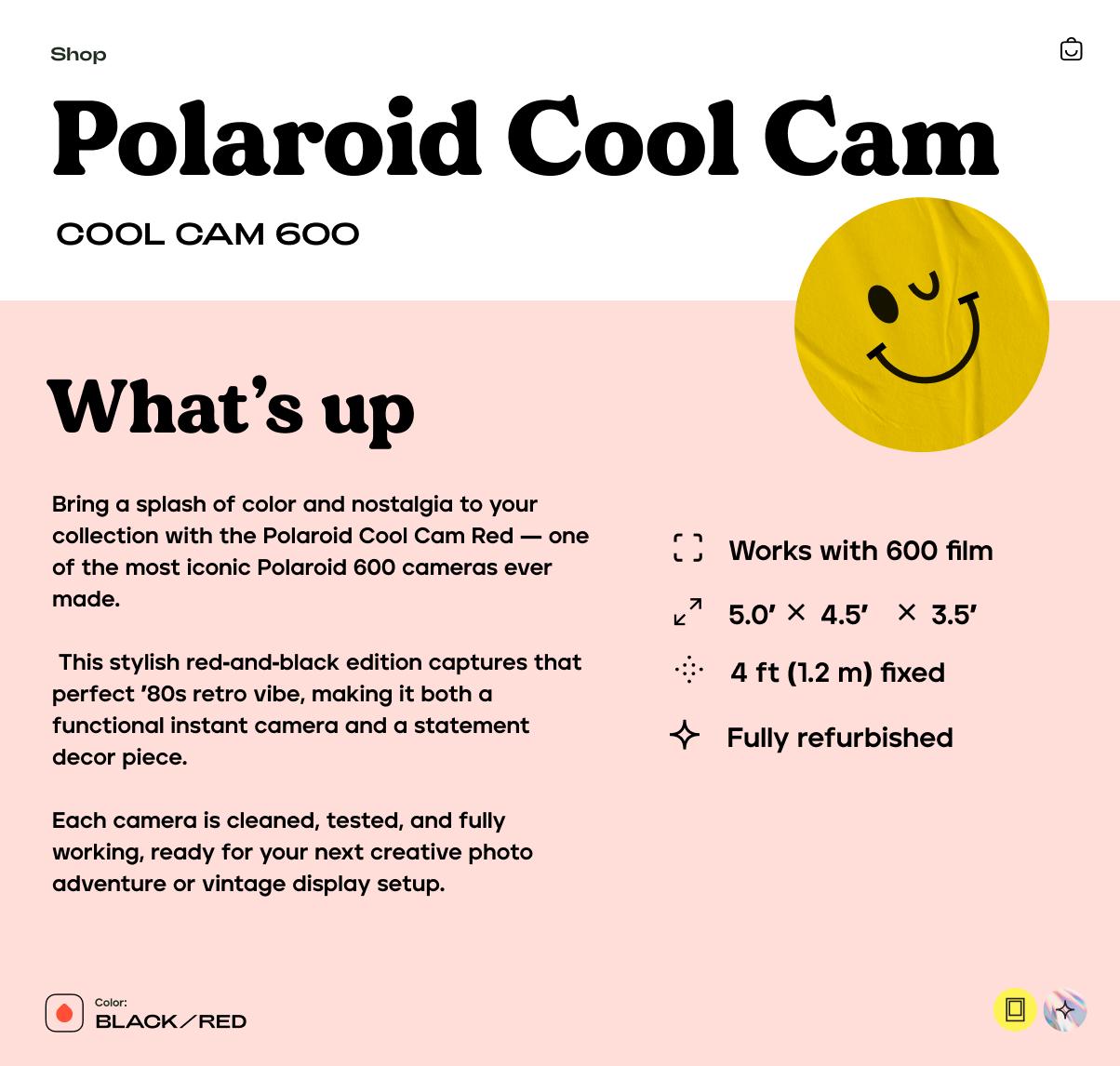Polaroid Cool Cam 600, Instant Camera, Retro 600 Film Camera, Vintage Polaroid, Point and Shoot - Vintage Polaroid Instant Cameras