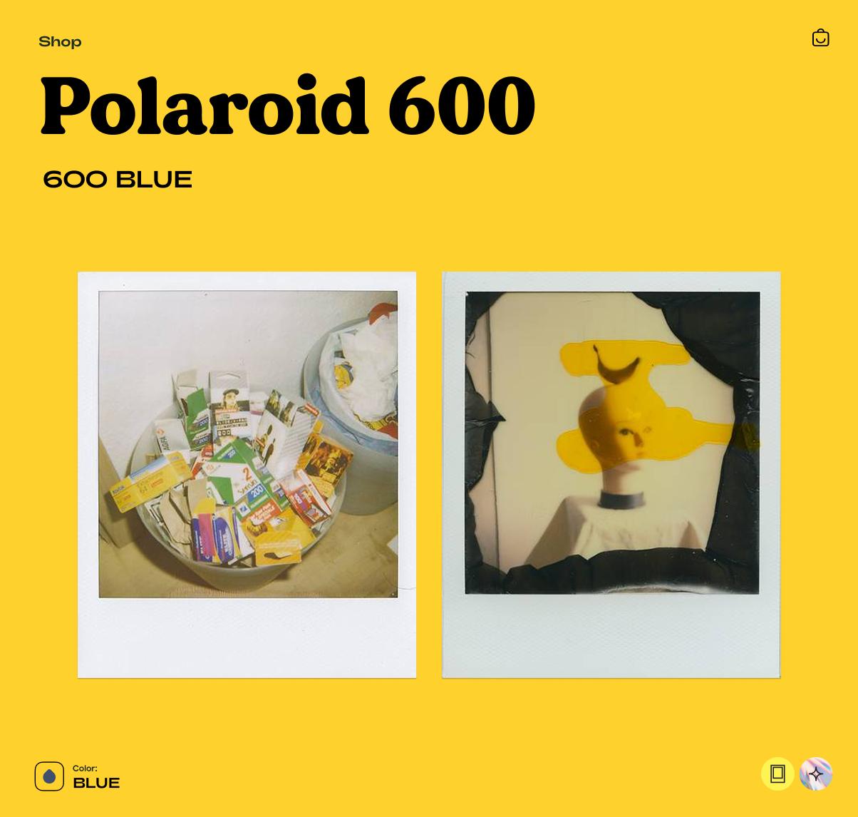 Polaroid 600 Blue, Instant Film Camera, Vintage 600 Series, Built-In Flash, Retro Point & Shoot - Vintage Polaroid Instant Cameras