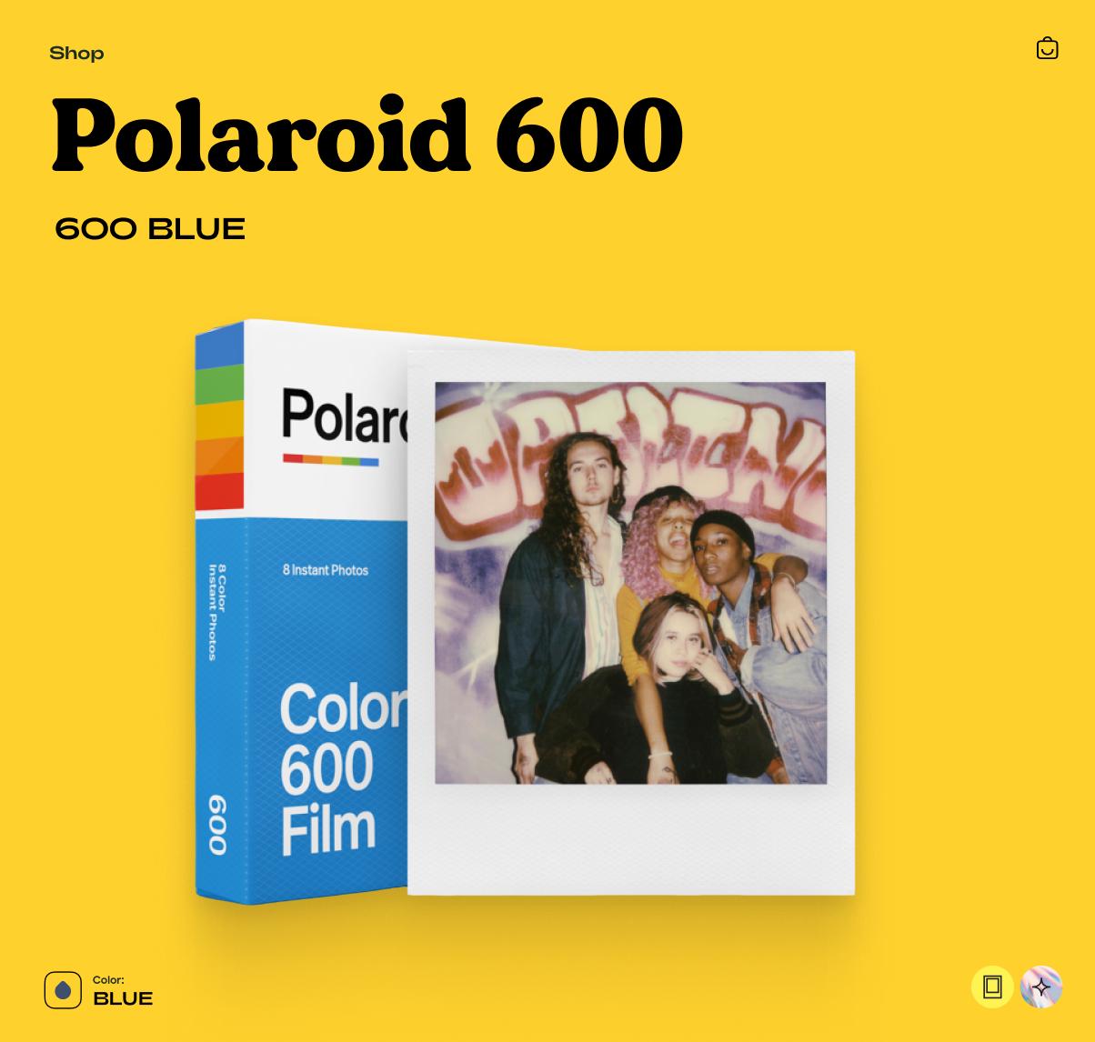 Polaroid 600 Blue, Instant Film Camera, Vintage 600 Series, Built-In Flash, Retro Point & Shoot - Vintage Polaroid Instant Cameras
