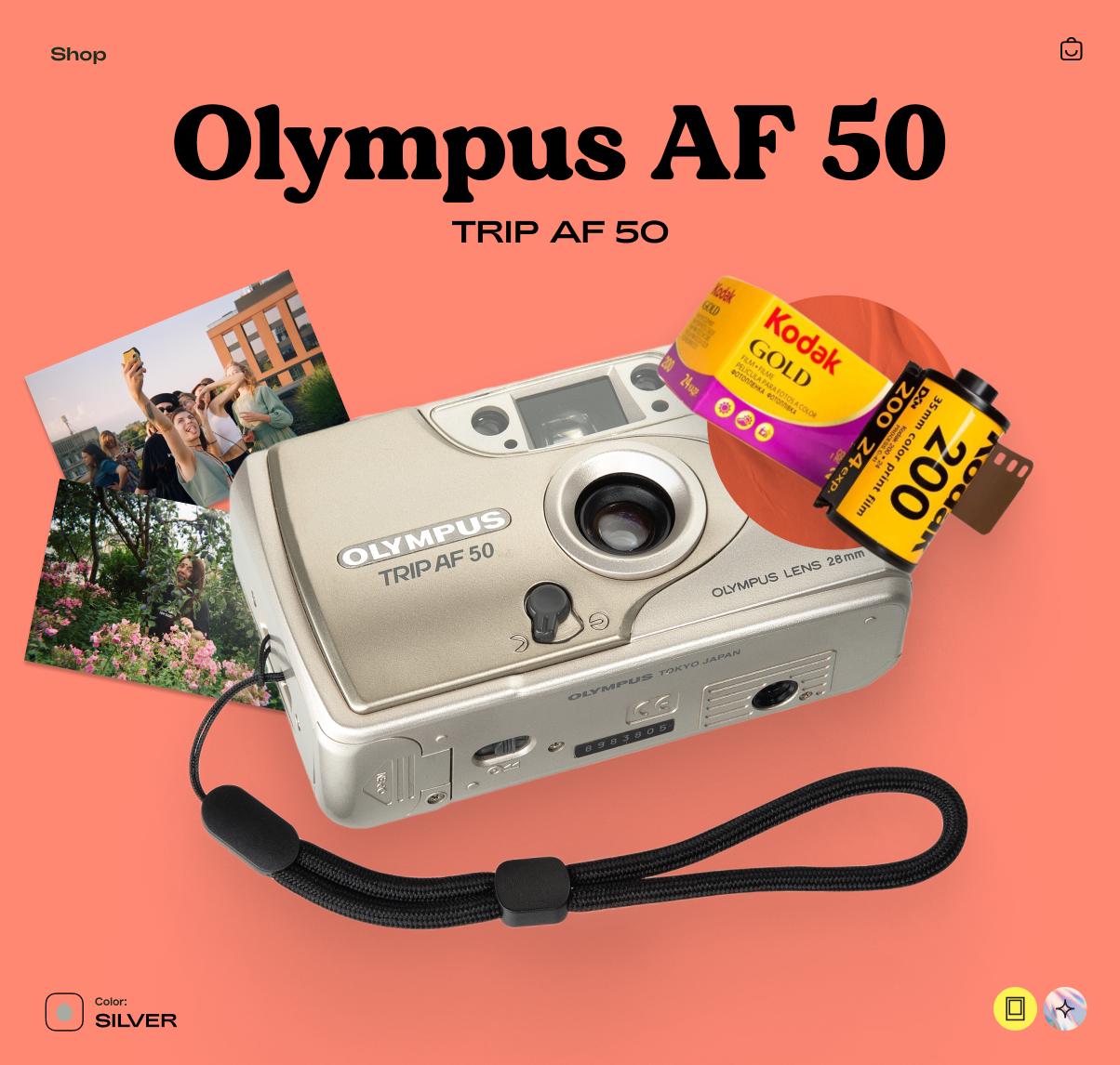 Olympus Trip AF 50 35mm Film Camera, Vintage Point and Shoot, Autofocus Compact Camera - Tested Working - Vintage Polaroid Instant Cameras