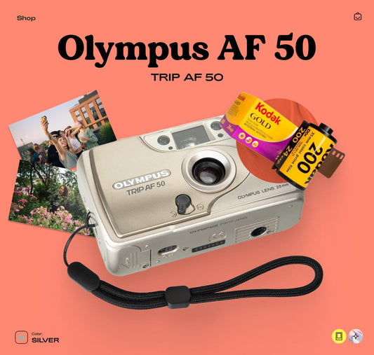 Olympus Trip AF 50 35mm Film Camera, Vintage Point and Shoot, Autofocus Compact Camera - Tested Working - Vintage Polaroid Instant Cameras