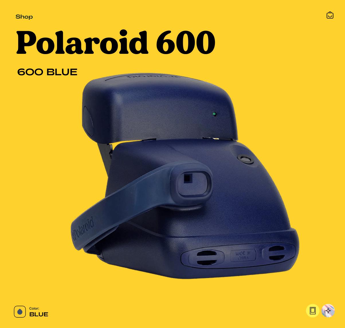 Polaroid 600 Blue, Instant Film Camera, Vintage 600 Series, Built-In Flash, Retro Point & Shoot - Vintage Polaroid Instant Cameras