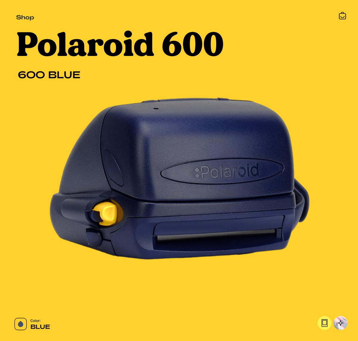Polaroid 600 Blue, Instant Film Camera, Vintage 600 Series, Built-In Flash, Retro Point & Shoot - Vintage Polaroid Instant Cameras