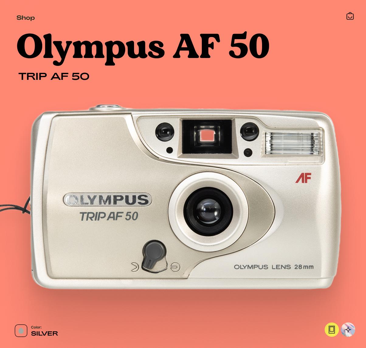 Olympus Trip AF 50 35mm Film Camera, Vintage Point and Shoot, Autofocus Compact Camera - Tested Working - Vintage Polaroid Instant Cameras