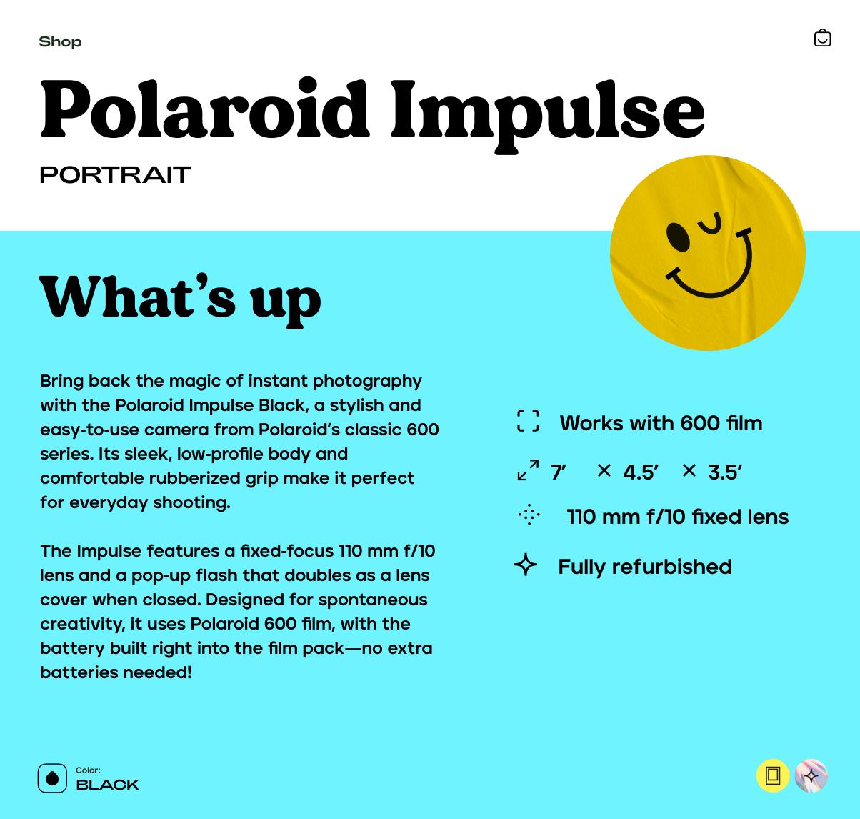 Polaroid Impulse Portrait, Instant Film Camera – Vintage 600 Camera, Tested Working - Vintage Polaroid Instant Cameras