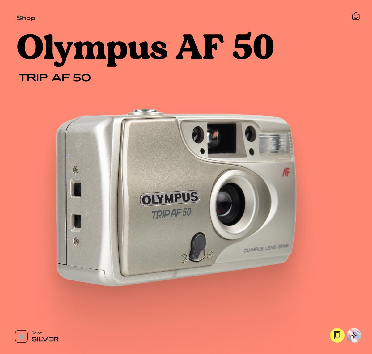 Olympus Trip AF 50 35mm Film Camera, Vintage Point and Shoot, Autofocus Compact Camera - Tested Working - Vintage Polaroid Instant Cameras