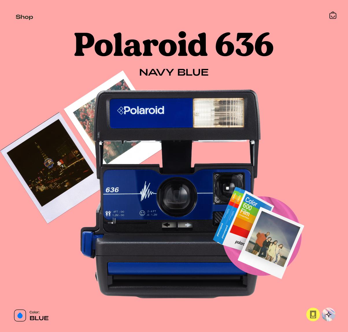 Polaroid 636 Instant Film Camera Navy Blue – Vintage Polaroid 600 Camera, Tested Working, Retro Instant Camera Gift - Vintage Polaroid Instant Cameras