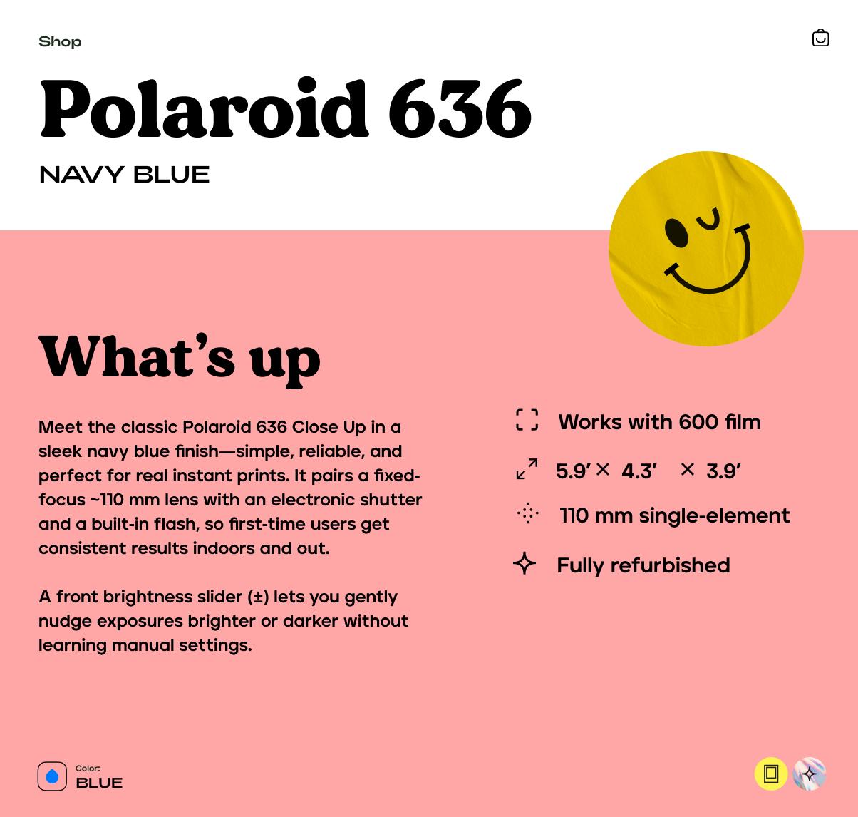 Polaroid 636 Instant Film Camera Navy Blue – Vintage Polaroid 600 Camera, Tested Working, Retro Instant Camera Gift - Vintage Polaroid Instant Cameras