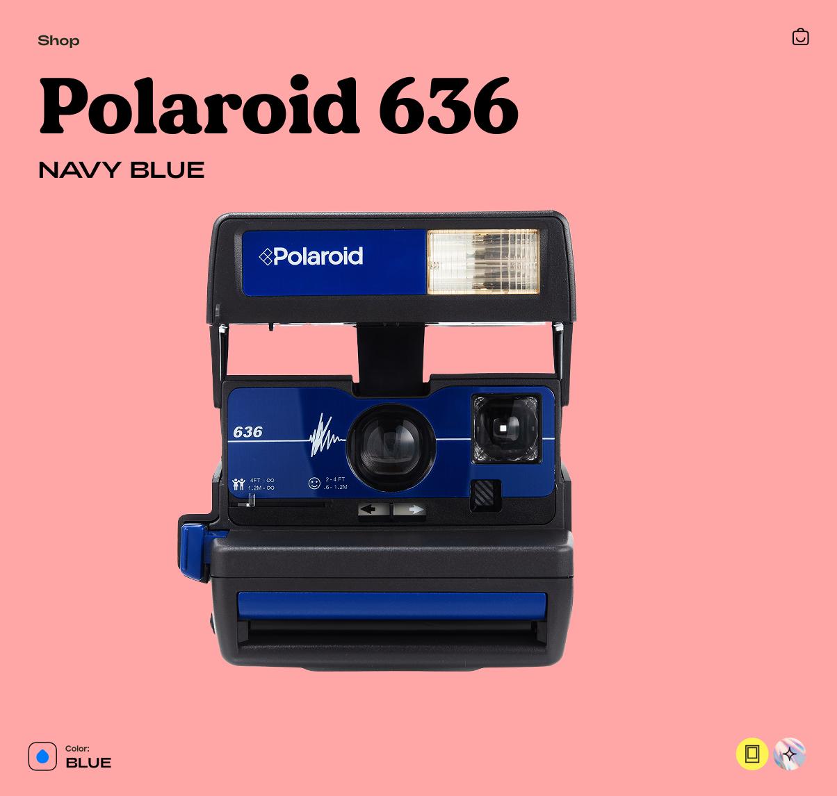 Polaroid 636 Instant Film Camera Navy Blue – Vintage Polaroid 600 Camera, Tested Working, Retro Instant Camera Gift - Vintage Polaroid Instant Cameras