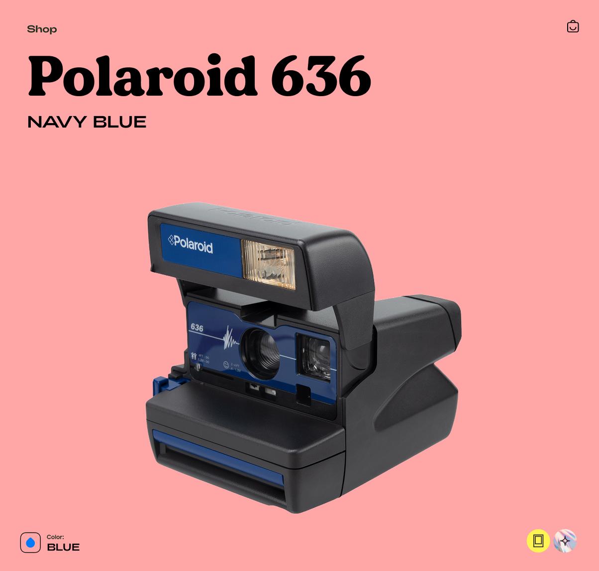Polaroid 636 Instant Film Camera Navy Blue – Vintage Polaroid 600 Camera, Tested Working, Retro Instant Camera Gift - Vintage Polaroid Instant Cameras