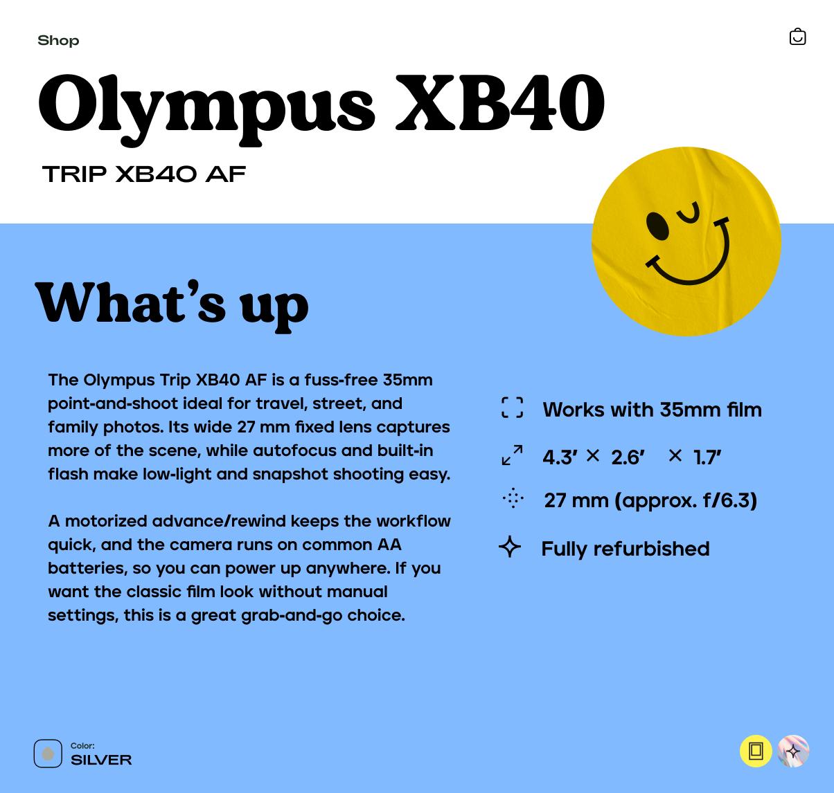 Olympus Trip XB40 AF, 35mm Film Camera, Vintage Point and Shoot, Retro Olympus Camera - Vintage Polaroid Instant Cameras