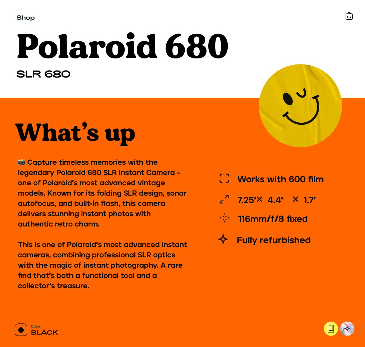 Polaroid SLR 680, Instant Film Camera, Vintage Folding SLR, Autofocus, Built-In Flash, Uses 600 Film, Tested Working - Vintage Polaroid Instant Cameras