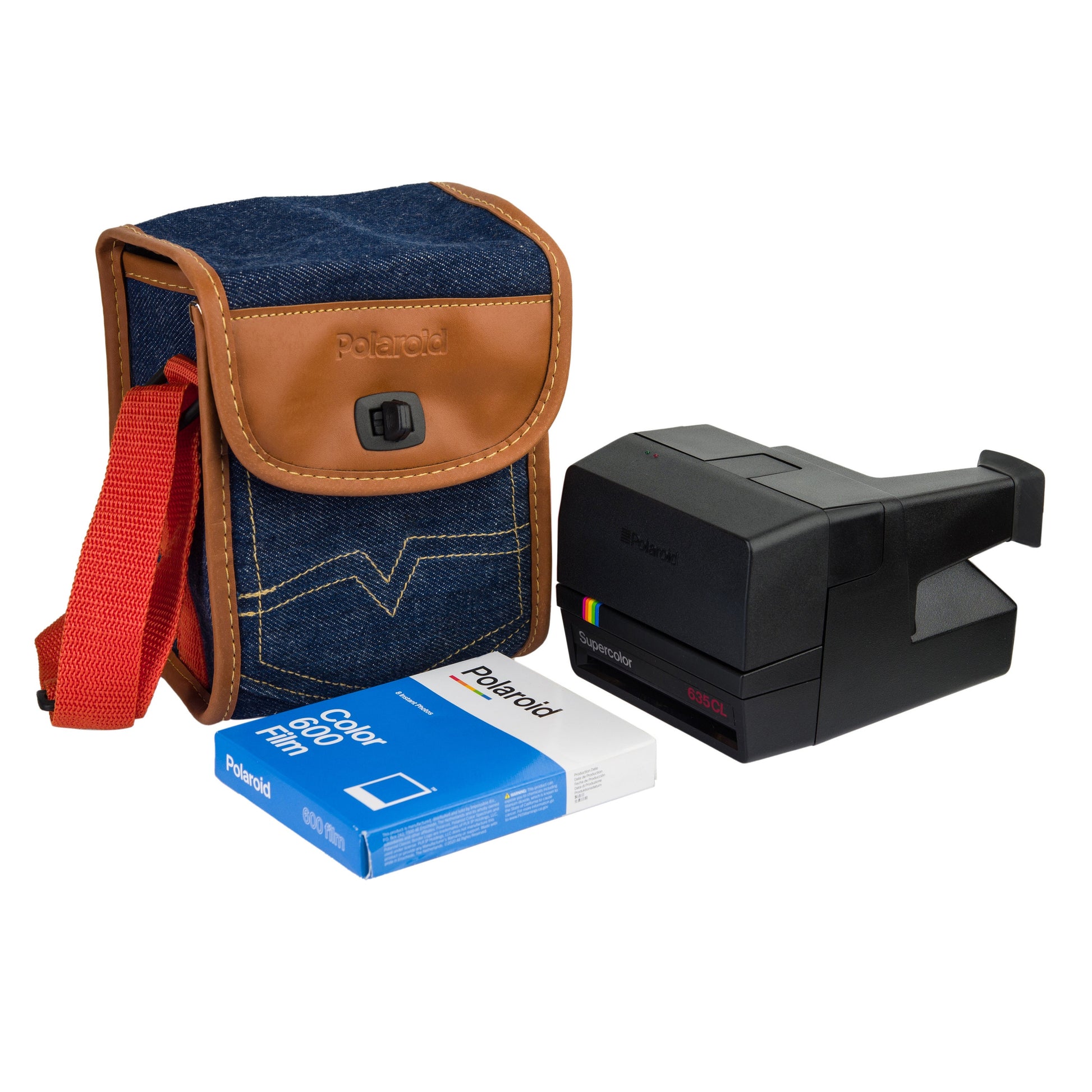Polaroid Camera Bag, POLAROID Bag, Birthday Gift, Photographer Gift, Denim cloth and faux-leather bag for any 600 type Polaroid camera - Vintage Polaroid Instant Cameras