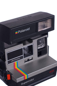 Polaroid 635 Supercolor LM Program Boxed Instant Print Camera Silver Grey Rainbow Vintage - Vintage Polaroid Instant Cameras