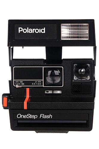 Polaroid One Step Flash Black with Red Stripe Camera - Vintage Polaroid Instant Cameras