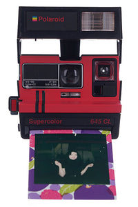 Camera Polaroid 645 CL Supercolor Instant Film Camera Red Black Stripes - Vintage Polaroid Instant Cameras