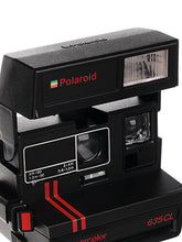 Load image into Gallery viewer, Instant Polaroid 645 CL Supercolor Black  Two Red Stripes  Vintage Instant Film Camera Polaroid 600 Type  -Film Tested and Working - Vintage Polaroid Instant Cameras