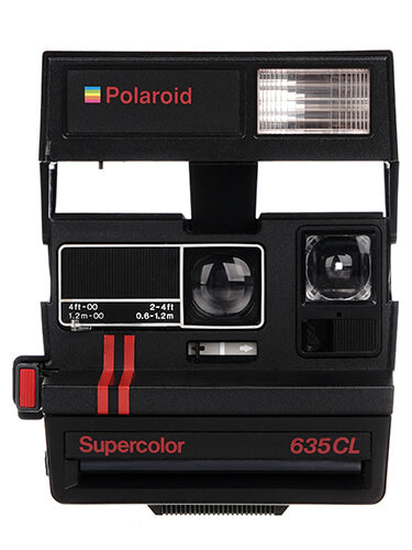Instant Polaroid 645 CL Supercolor Black  Two Red Stripes  Vintage Instant Film Camera Polaroid 600 Type  -Film Tested and Working - Vintage Polaroid Instant Cameras