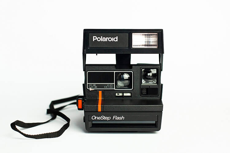 Polaroid Instant Print Camera selling One Step Flash Black with Red Stripe Camera