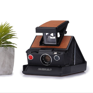 Vintage Polaroid SX-70 Instant Film Camera Model 3 fully Black body New Brown leather Fully reskinned