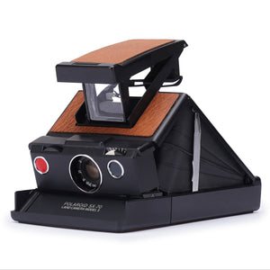 Vintage Polaroid SX-70 Instant Film Camera Model 3 fully Black body New Brown leather Fully reskinned