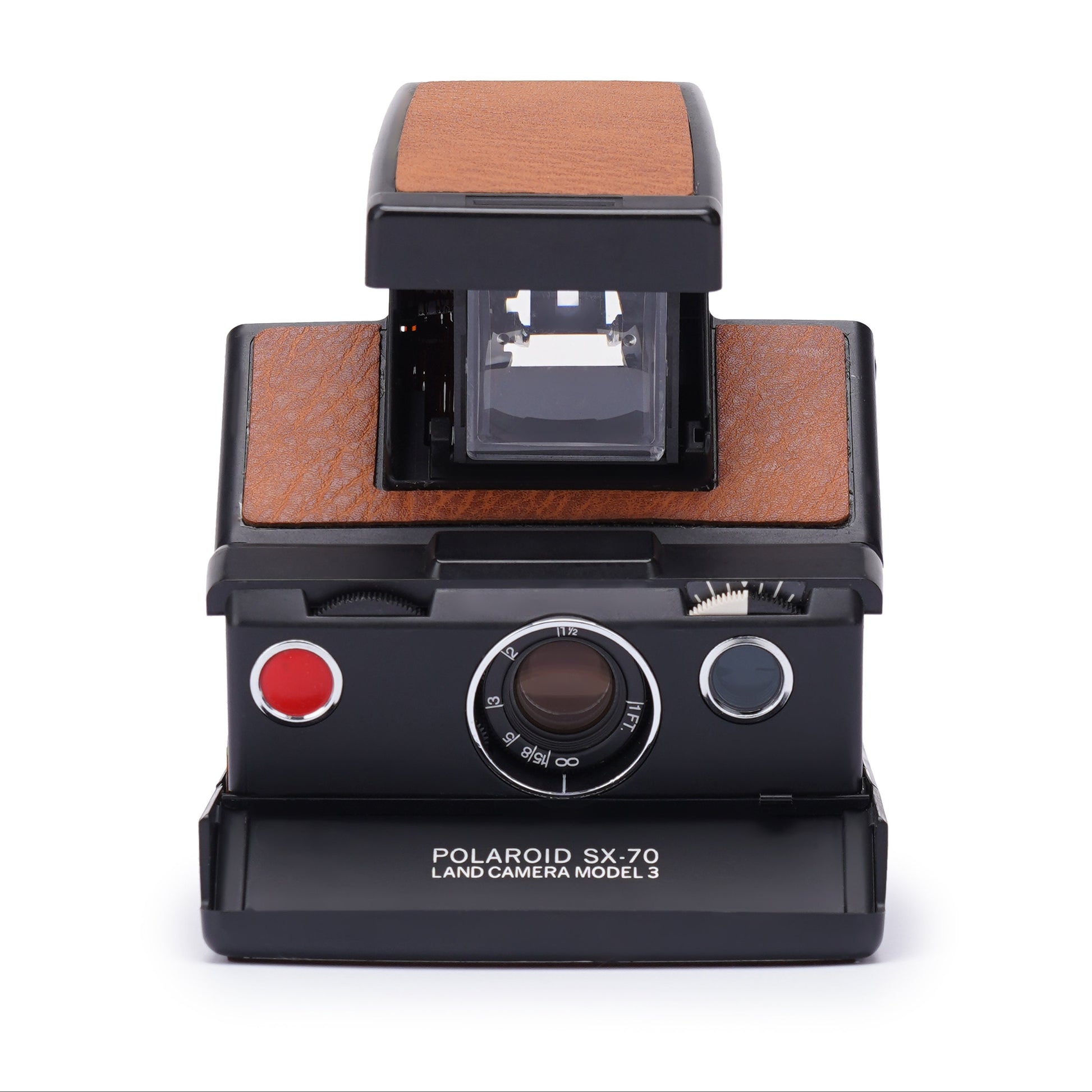 Vintage Polaroid SX-70 Instant Film Camera Model 3 fully Black body New Brown leather Fully reskinned